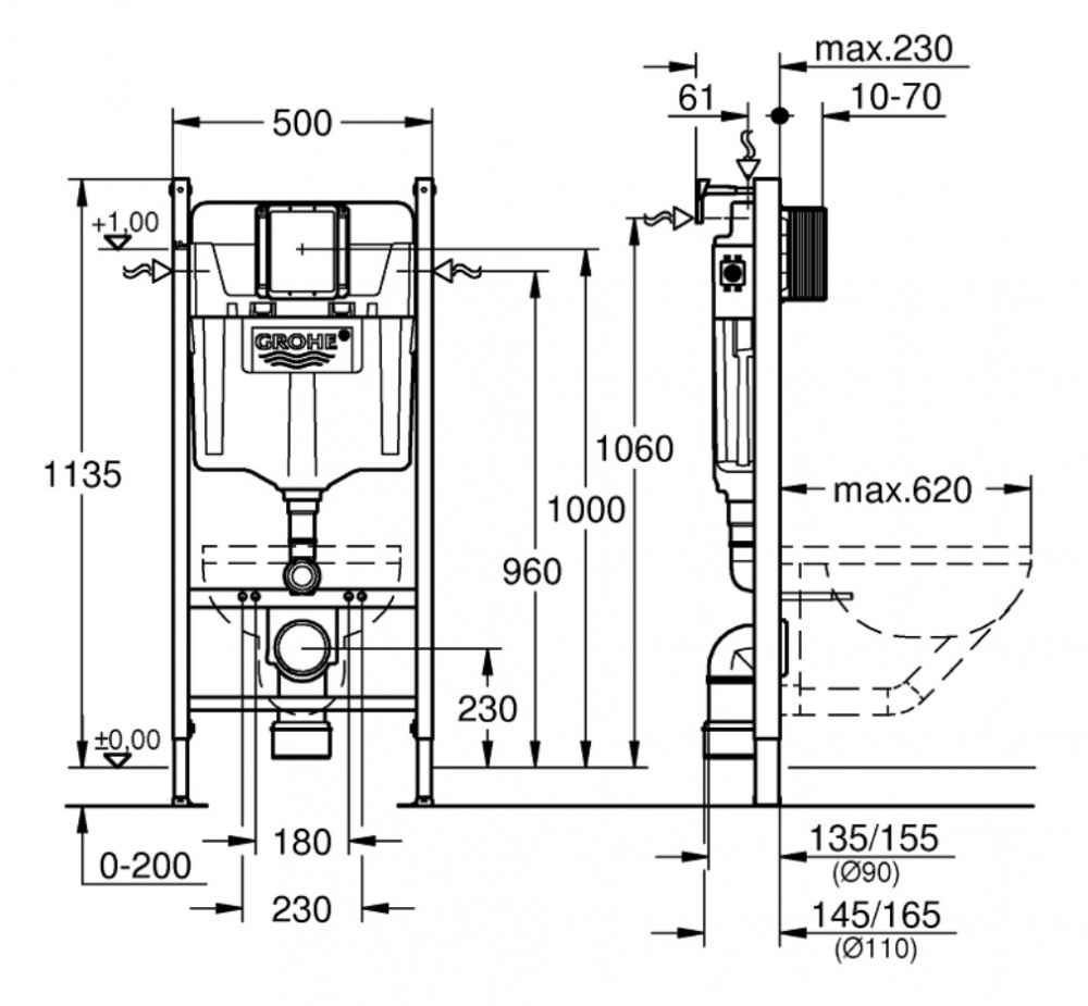 Комплект інсталяції Grohe QuickFix Solido SOLIDO 38971000 3в1 з клавішою EVEN 38966SH0 білою