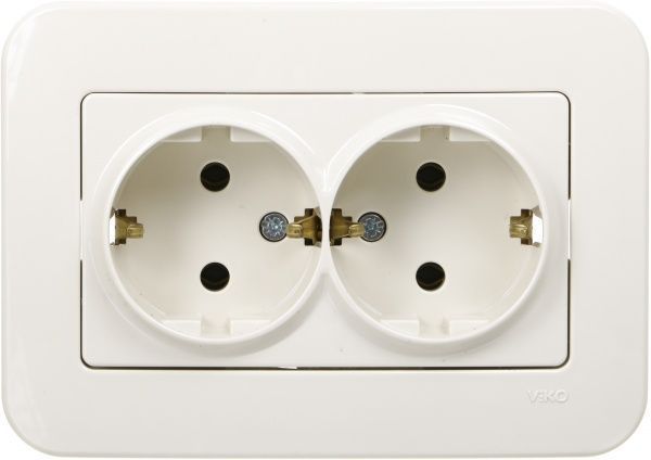 Розетка двойная с заземлением Viko Rollina без шторок без крышки крем 90421056