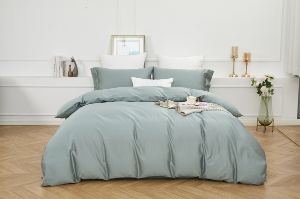 Комплект постільної білизни Solid сімейний зелений La Nuit 