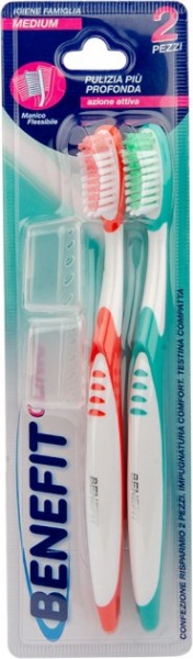 Зубная щетка Benefit средней жесткости 2 шт.
