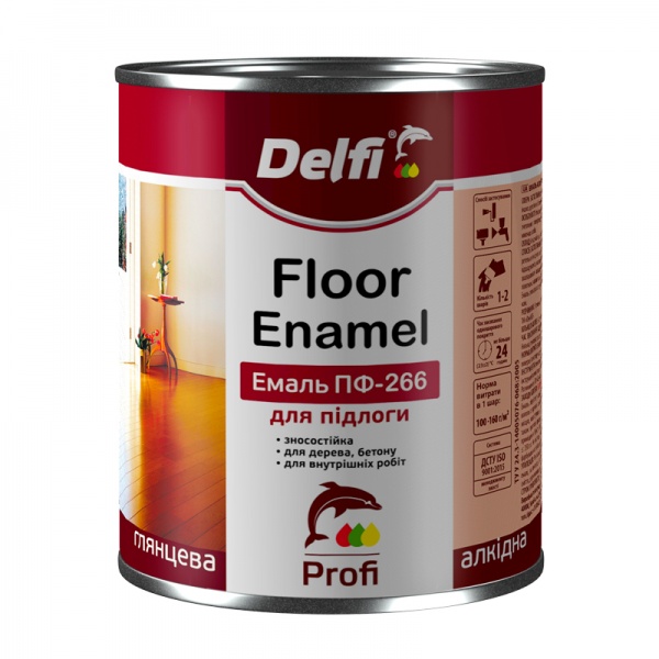 Емаль Delfi ПФ-266 жовто-коричнева глянець 2,8кг