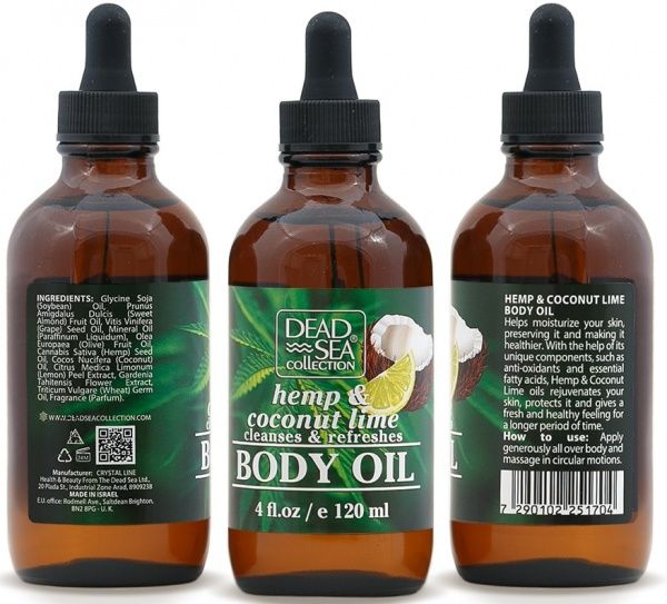Олія для тіла Dead Sea Collection з мінералами Мертвого моря і екстрактами конопель, кокоса і лаймаз екстрактами конопель, кокоса і лайма 1