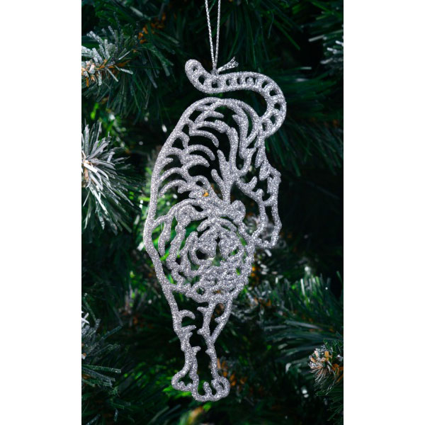 Подвеска Тигрик-полосатик 2Д d 12 см серебряный