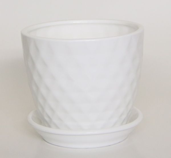 Горшок керамический Ориана-Запорожкерамика Ромб №2 глянец фигурный 2,2 л белый 