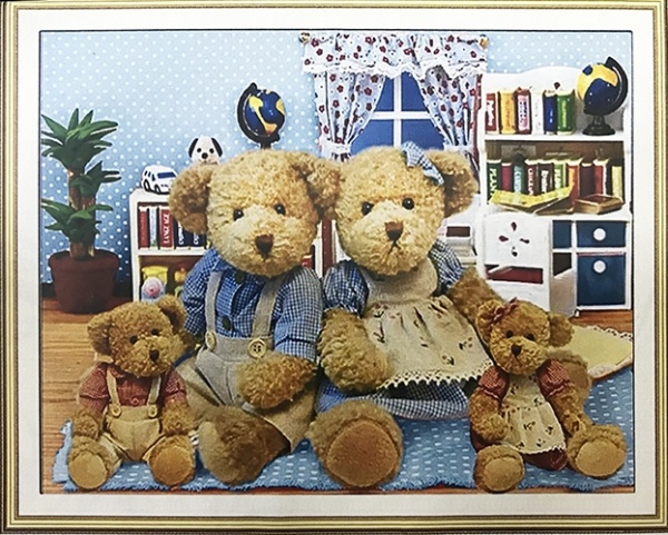 Набір для творчості зі стразами на підрамнику Родина ведмедиків (блакитний) 40x50 см 189143 Діамантові ручки 
