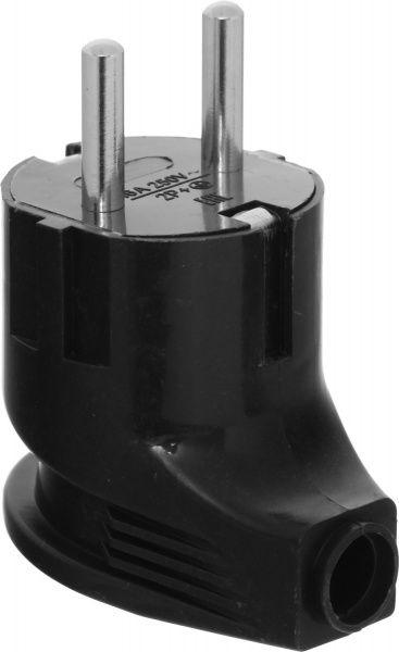 Вилка электрическая угловая UP! (Underprice) YK-206B-BK с заземлением 220В 16А IP20 пластик черный