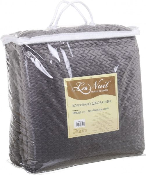 Покривало декоративне Коса Жакард 200x220 см La Nuit сірий 