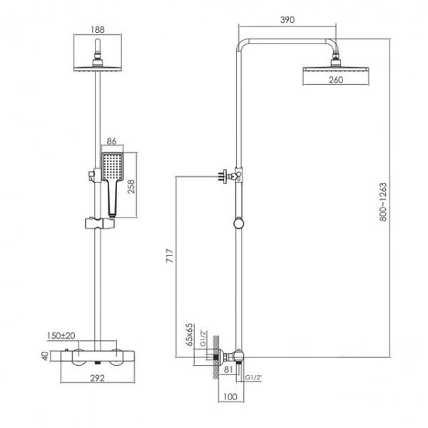 Душевая система Imprese Bilovec T-15256 с термостатом