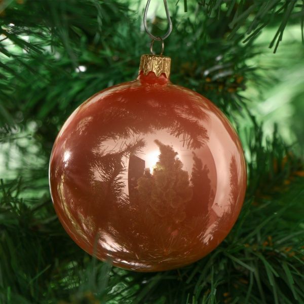 Куля скляна d80 однотонна персиковий