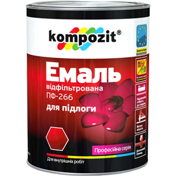 Эмаль Kompozit ПФ-266 для пола красно-коричневая 12 кг