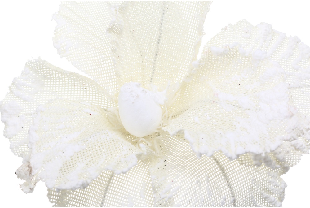 Квітка декоративна пуансетія льон забілена 28-23 см молочний