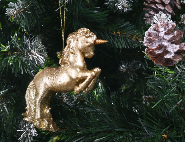 Подвеска Единорог 2 6х12х3 см золото