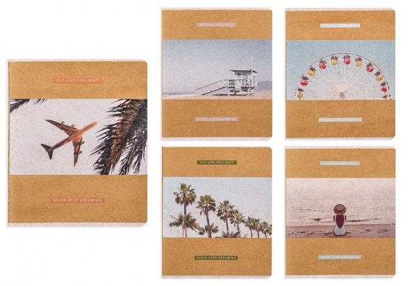 Комплект зошитів Не переставай мріяти 96 аркушів у клітинку крафт 10 шт. Поділля