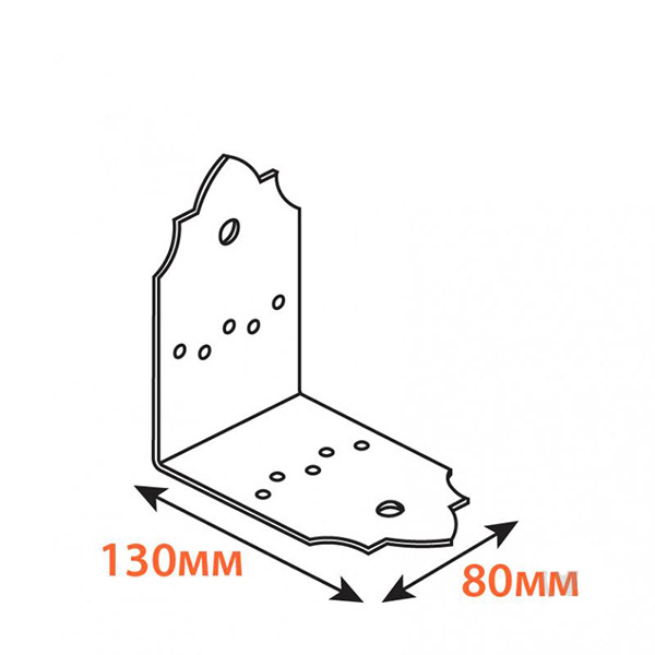 Кутник декоративний рівносторонній 130x130x80 мм 1,8 мм