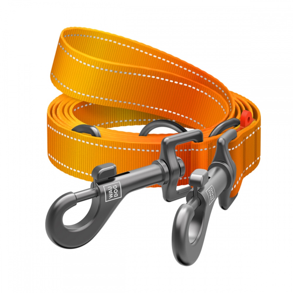 Повідець-перестібка Waudog Nylon Mono світловідбивний М Ш20 мм Д300 см помаранчевий