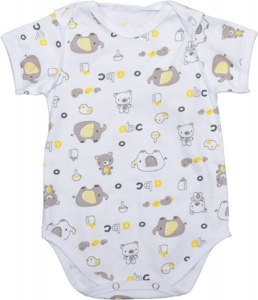Боди детское Domtex Слонята р.62 белый с принтом 155716 