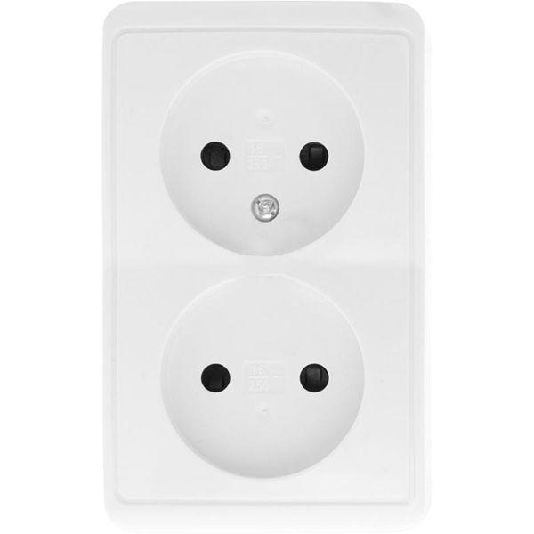 Розетка подвійна без заземлення HausMark Domo без шторок білий HSN-SCP.H3C20G2WTG-WH