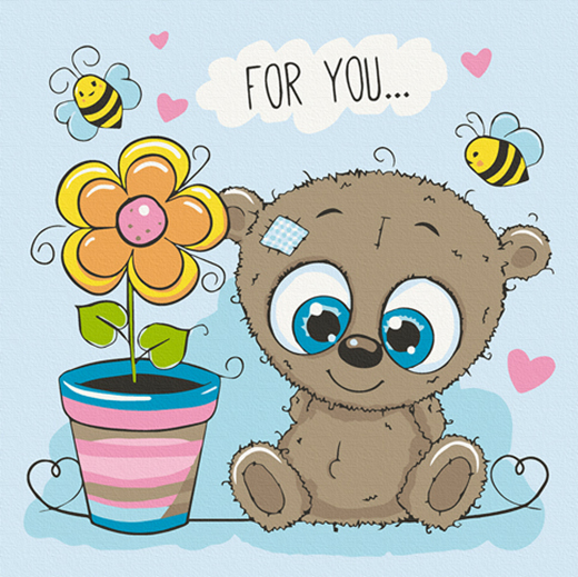 Картина по номерам Медвежонок с цветком 15513-AC 30х30 см ArtCraft 