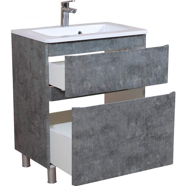 Тумба напольная Aqua Rodos Акцент серый мрамор с умывальником Альфа 70 см