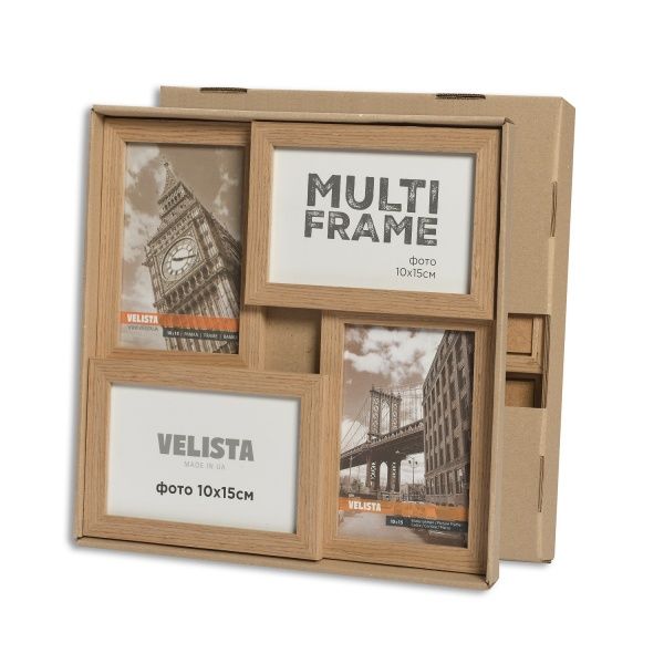 Мультирамка Веліста на 4 фото 15w-3206-11v 10x15 см дерево світле 