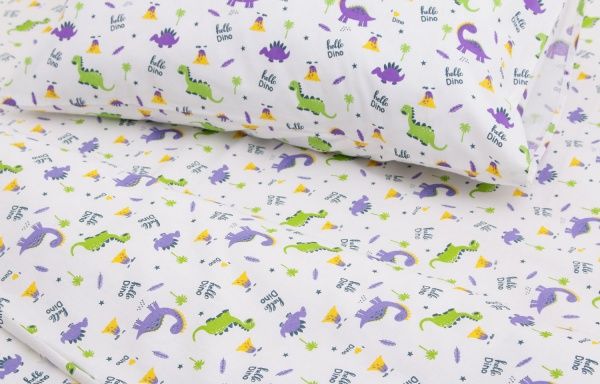 Комплект постельного белья Дино белый с рисунком