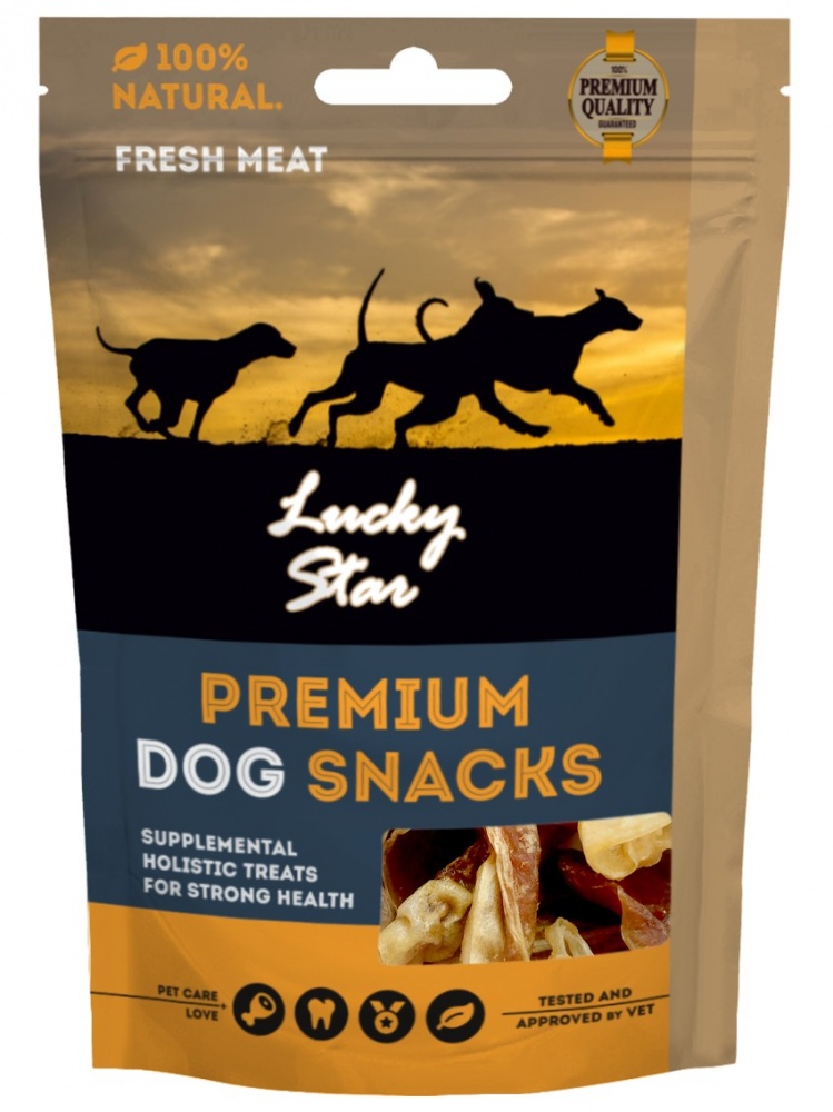 Лакомства полувлажные для собак Lucky Star кроличье ухо с мясом утки 85 г