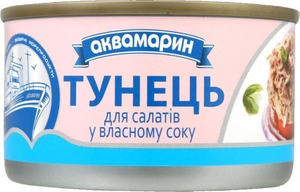 Консерва Аквамарин Тунец для салатов в собственном соку № 1 85 г