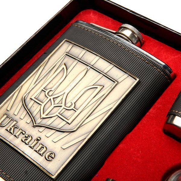 Фляга з рюмками Герб України A120