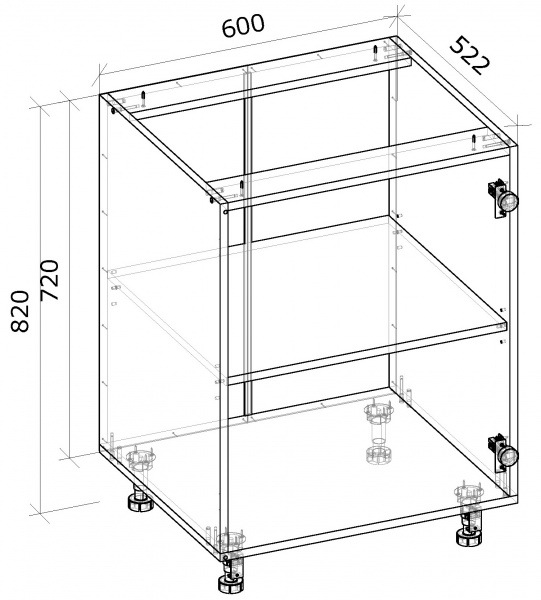 Тумба нижня без фасаду МС Джетта 60х82х52,2 см 80359505 Грейд