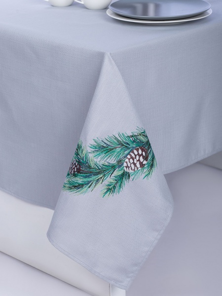 Скатертина Ялинкові гілки 206-23/00 140x180 см сірий Едельвіка 