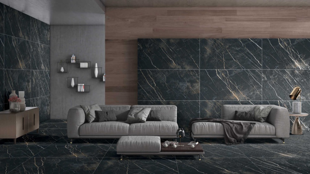 Плитка Cerossa Ceramica Krasa black sugar carving dark 60x120 см