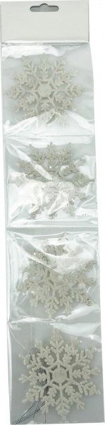 Декоративна підвіска Shunda Сніжинка біла 4 шт 10 см SDK1922610