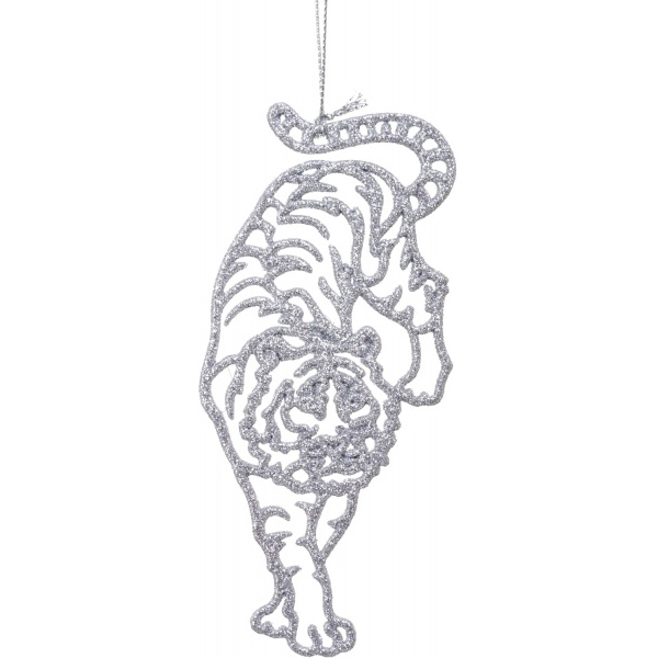 Подвеска Тигрик-полосатик 2Д d 12 см серебряный