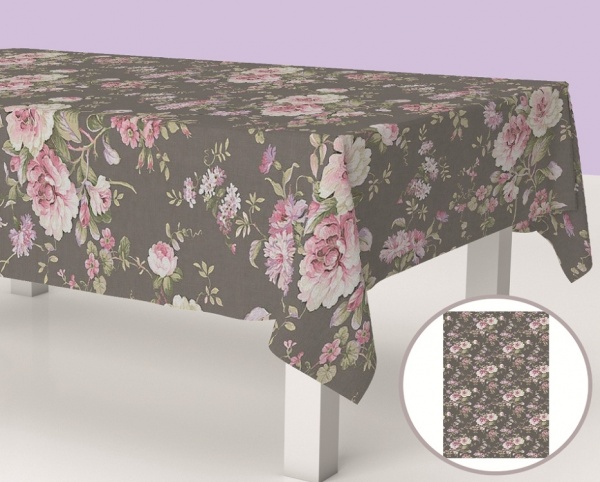 Скатерть Чайные розы 150x250 см коричневый с рисунком La Nuit 