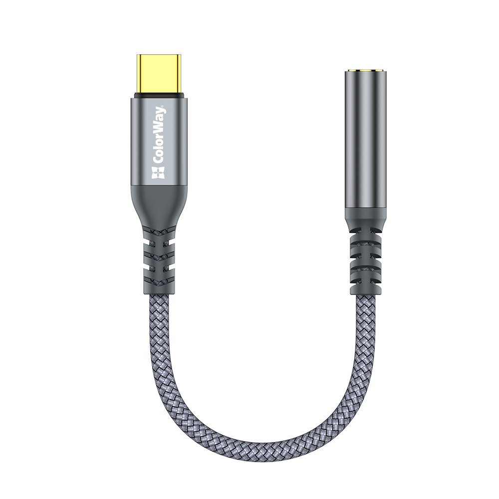 Адаптер для навушників ColorWay 0,14 м grey (CW-AD-CJ)