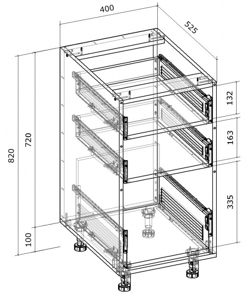 Тумба нижня Грейд 3 метабокси 400x820x522 мм сірий 