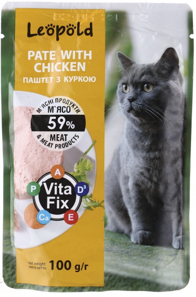 Паштет для котов Леопольд с курицей 100 г