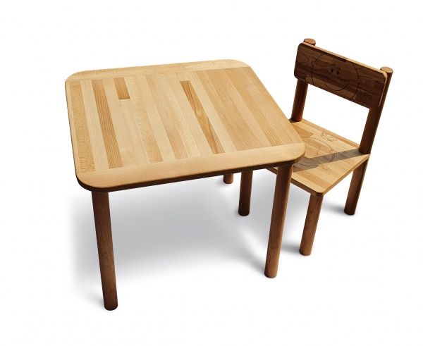 Комплект стол и стул ArinWOOD Ecomini 550х550 мм + набор кубиков в подарок 04-AE1-2