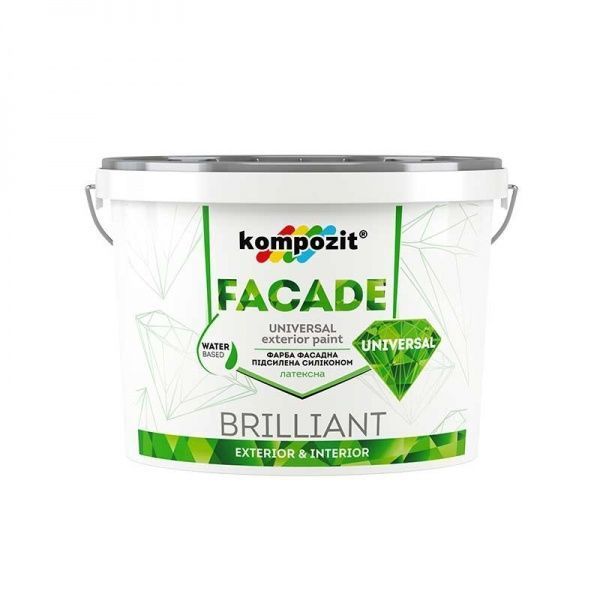 Фарба фасадна силіконова Kompozit Fasade Universal база А мат біла 1,4кг 