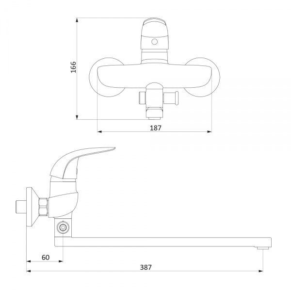 Змішувач для ванни/душу Damixa з довгим виливом Palace Bit 319500000