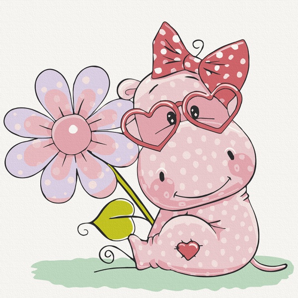 Картина по номерам Бегемотик с цветком 15539-АС 30х30 см ArtCraft 