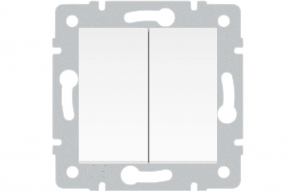 Механізм вимикача двоклавішний HausMark Stelo білий 501-0288-101