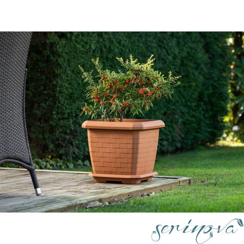 Горщик Serinova з блюдцем HISAR №5 534x534x470 квадратний 74,3 л антрацит 