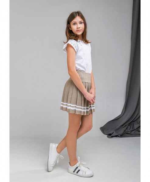 Юбка для девочек плиссе ART KNIT р.128134128–134 бежевый 