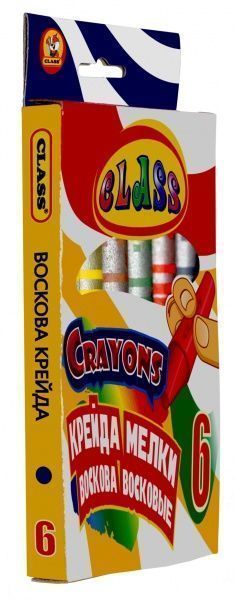 Олівці воскові 6 кольорів 8x90 мм 7601 CLASS