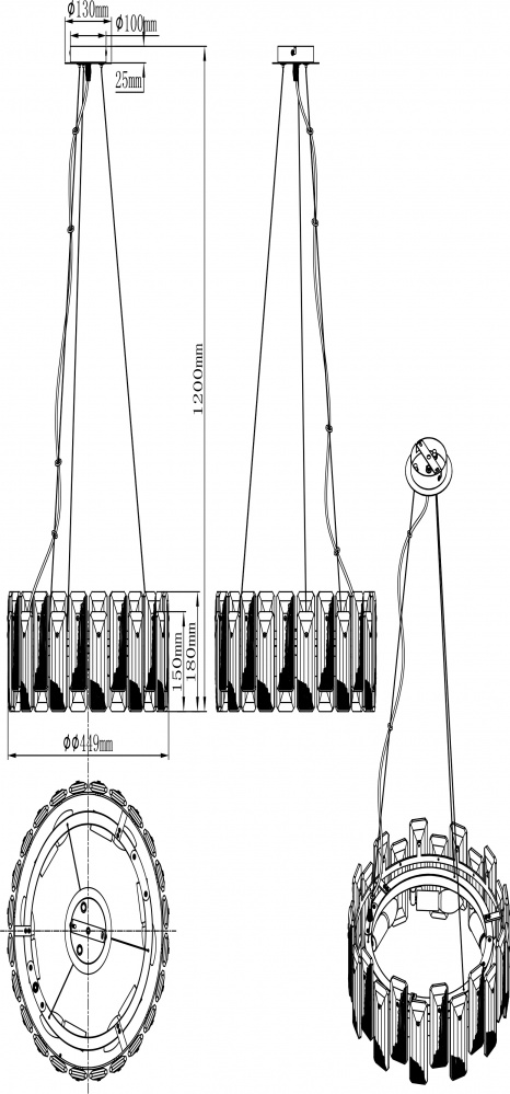 Люстра подвесная Sensio Miami 6x40 Вт E14 прозрачный/золото ALB-P00423-E