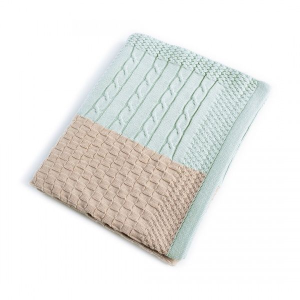 Плед IDEIA в'язаний Малятко печворк + шапочка 70х90 см бежево-зелений 8000029910 