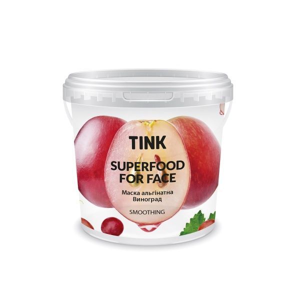 Маска для обличчя Tink Superfood for face альгінатна заспокійлива Виноград-Pinolumin 15 г