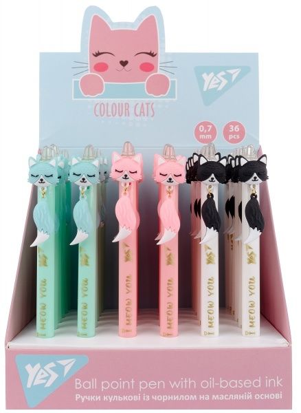 Ручка масляная YES Color Cats 0,7 мм цвет в ассортименте 412010 