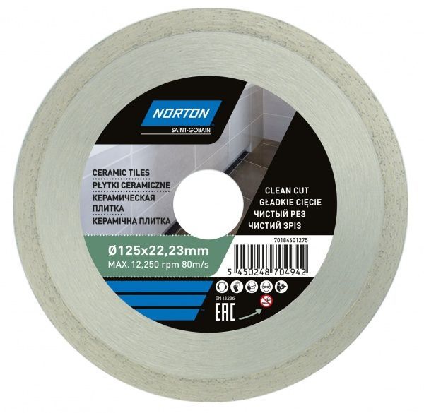 Диск алмазний відрізний Norton Ceramic Tiles 125x22,2 кераміка 70184601275